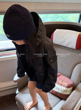 女儿童连帽韩系长袖防风冲锋衣