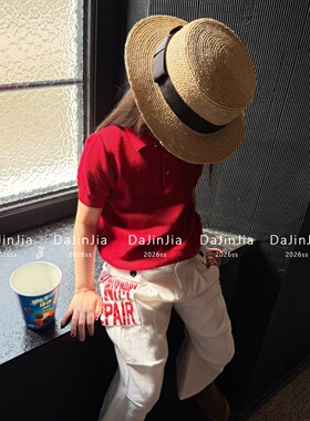 26春季高定白色KL字母大口袋宽松工装裤男女童潮酷直筒裤绝版休闲