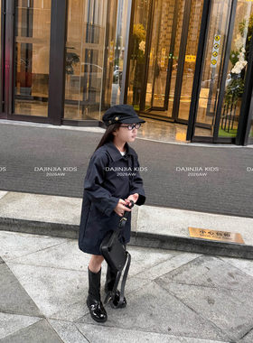 女儿童翻领轻奢长袖氛围风衣洋气