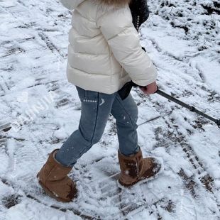 女童一体绒牛仔裤加绒加厚不臃肿修身小脚裤宝宝水洗浅蓝色长裤