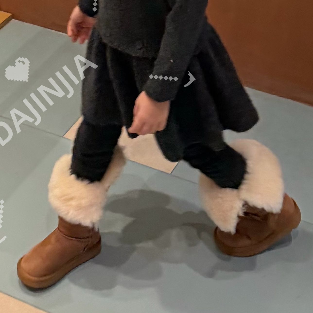 25冬季栗色牛筋布加厚棉靴工装长筒毛靴保暖长靴