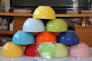 糖果彩色陶瓷碗家用饭碗家有儿女餐具中式 釉下彩沙拉粥碗