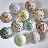 手绘法式 釉下彩新品 创意陶瓷碗家用个性 4.5寸米饭粥碗甜品碗防烫