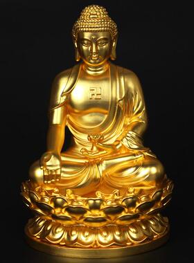 古法紫铜镀金三宝佛释迦牟尼阿弥陀佛药师佛万佛墙佛像居家摆件