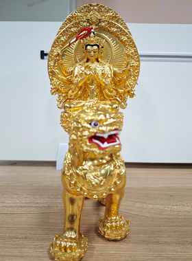 纯银镀金文殊菩萨足银坐像
