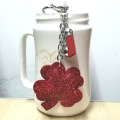 跨境热卖 韩国绒镶烫钻钻钥匙扣挂饰 流苏四叶草包包汽车挂件时尚