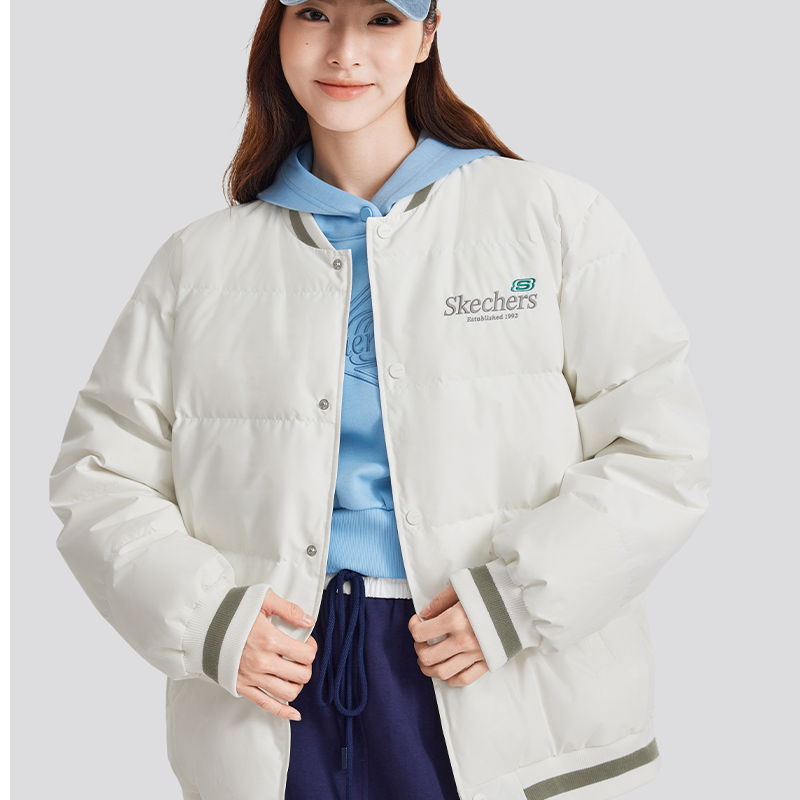 Skechers斯凯奇冬季男女同款短款防泼水羽绒服棒球服外套L324U073