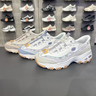 Skechers斯凯奇闪穿熊猫鞋女子蕾丝花花透气一脚蹬老爹鞋150726