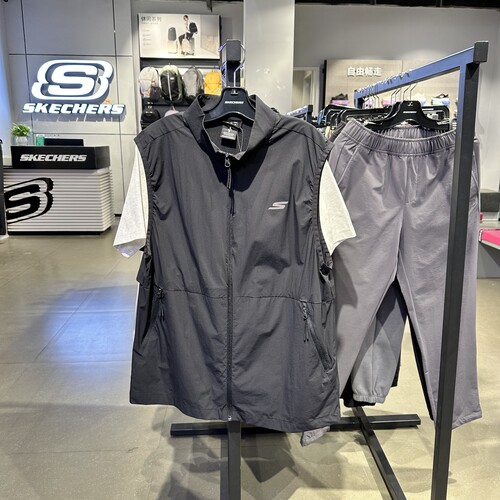 Skechers斯凯奇男士立领抗菌透湿防泼水防紫外线梭织背心P325M030