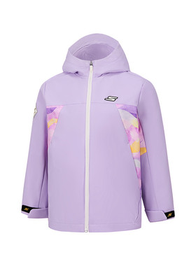 Skechers斯凯奇女童春秋季保暖防风休闲运动梭织连帽外套P126G024