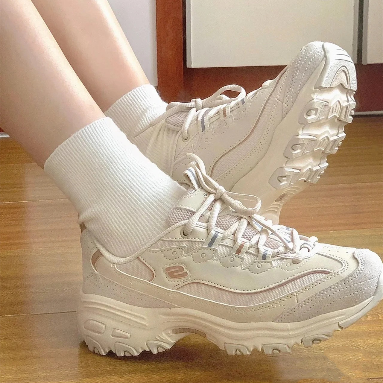 Skechers摩卡熊女鞋熊猫鞋