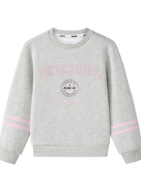 Skechers斯凯奇女童春秋百搭舒适圆领针织休闲套头卫衣L126G002