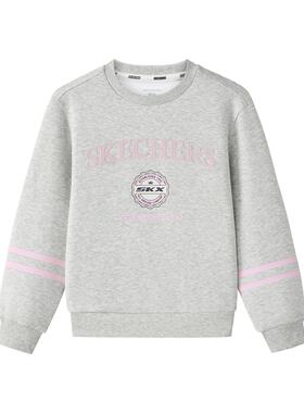 Skechers斯凯奇女童春秋百搭舒适圆领针织休闲套头卫衣L126G002