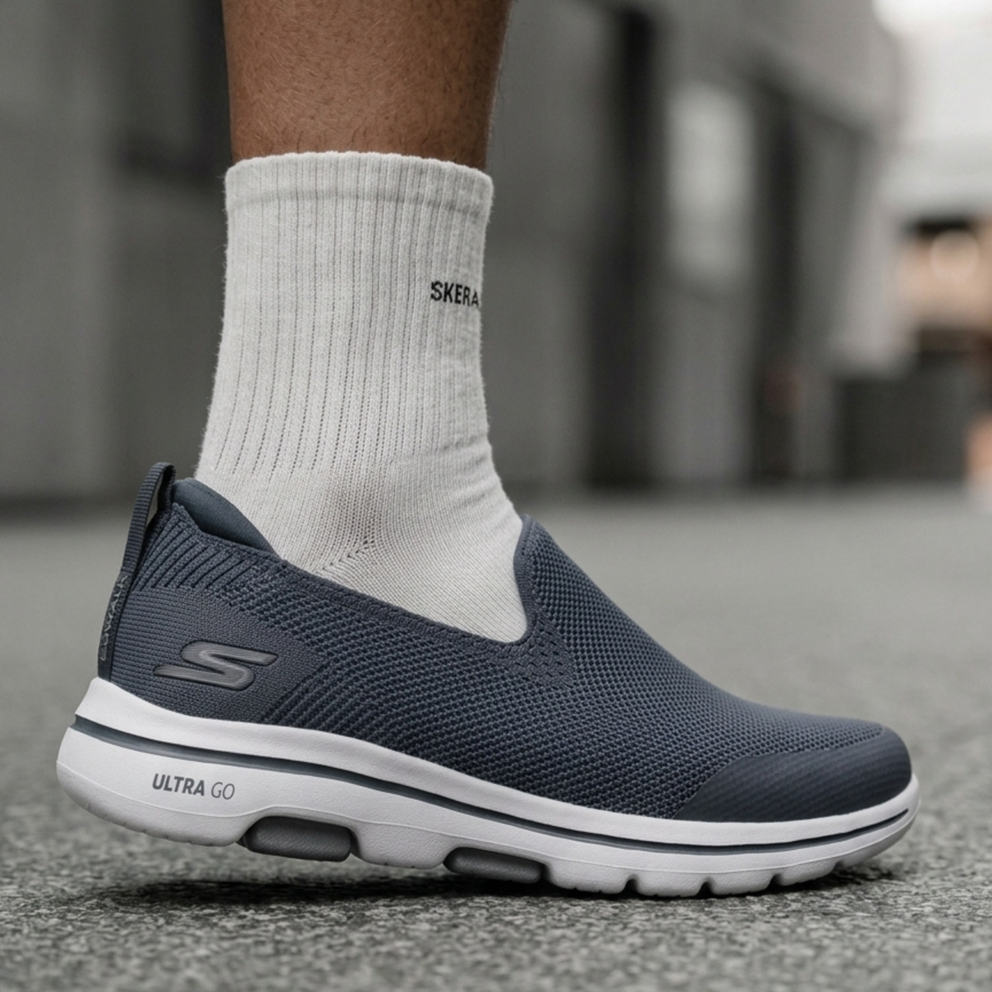 Skechers斯凯奇夏季男款休闲鞋一脚蹬网面休闲透气健步鞋55500