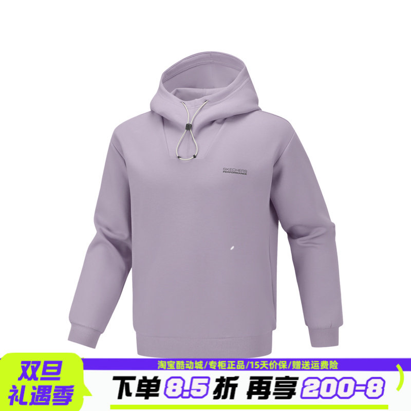 Skechers斯凯奇秋冬男士简约舒适宽松休闲针织连帽卫衣P126M013