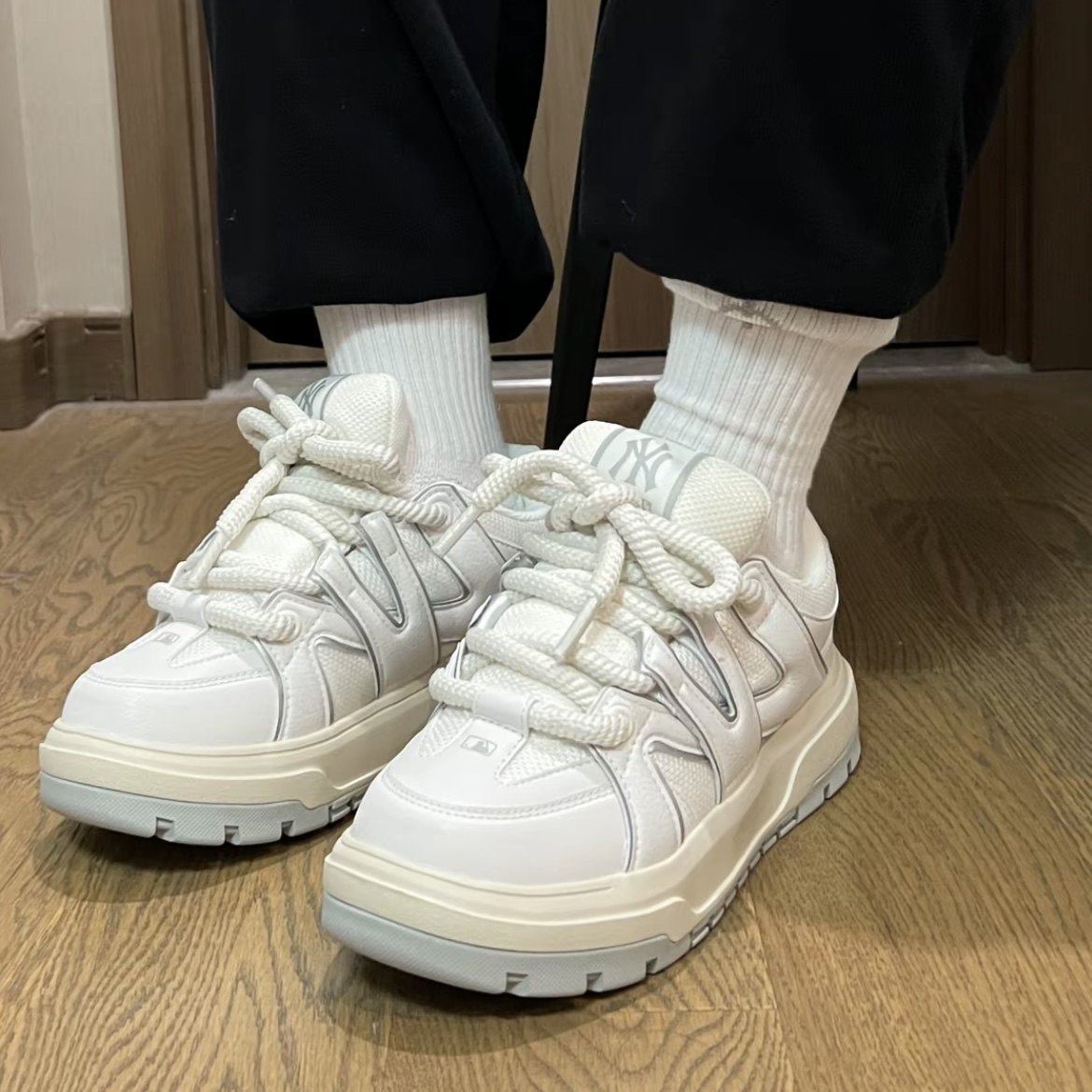 MLB 男女同款面包鞋 厚底米白色低帮休闲运动鞋3ASXCLB4N-50WHS,运动鞋new,板鞋,淘宝优惠券,粉丝福利购,淘宝优惠卷