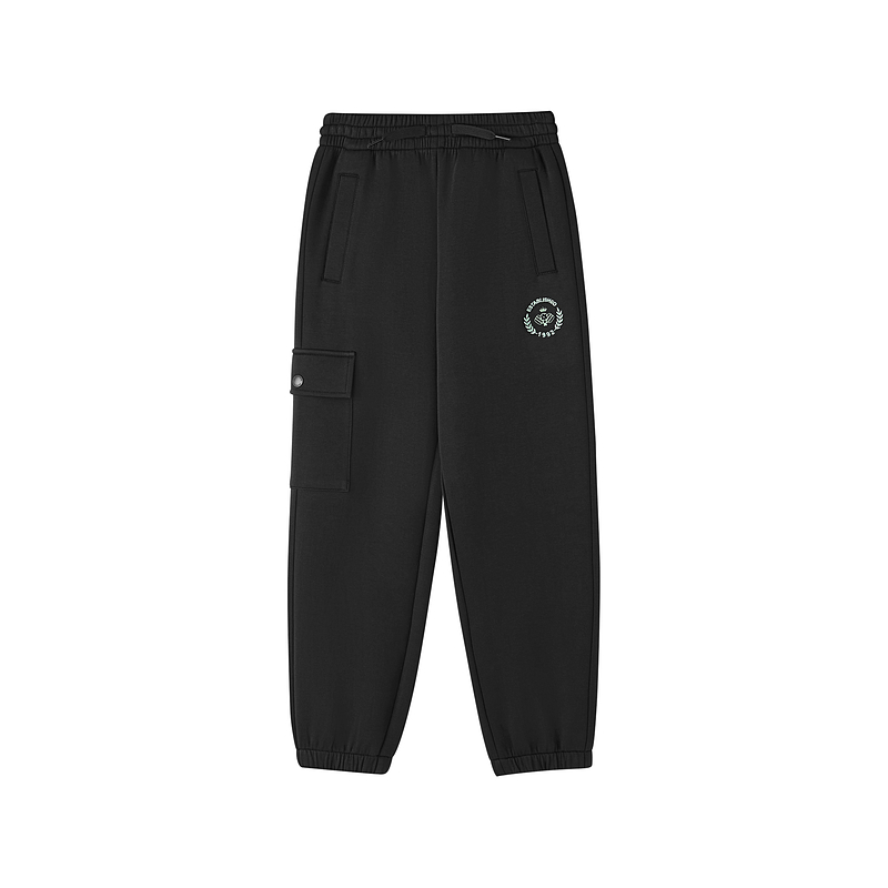 Skechers斯凯奇男童秋冬复古针织舒适百搭黑色休闲长裤L425B007