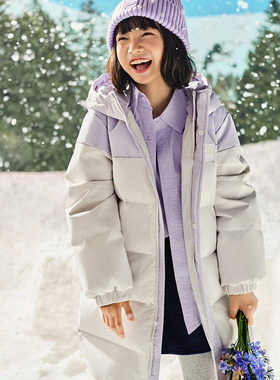 Skechers斯凯奇儿童保暖锁温秋冬中长款防油羽绒服外套L425K007