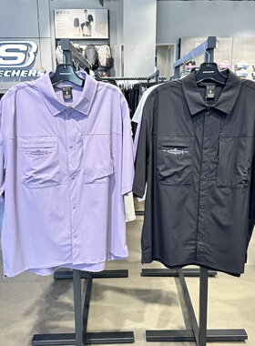 Skechers斯凯奇男士夏季户外纯色百搭宽松翻领休闲衬衫P226M130