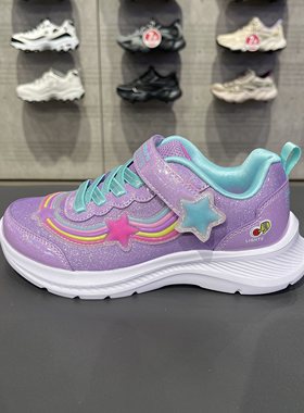 Skechers斯凯奇闪灯鞋女童星星彩虹童趣可爱珠光运动鞋303724L
