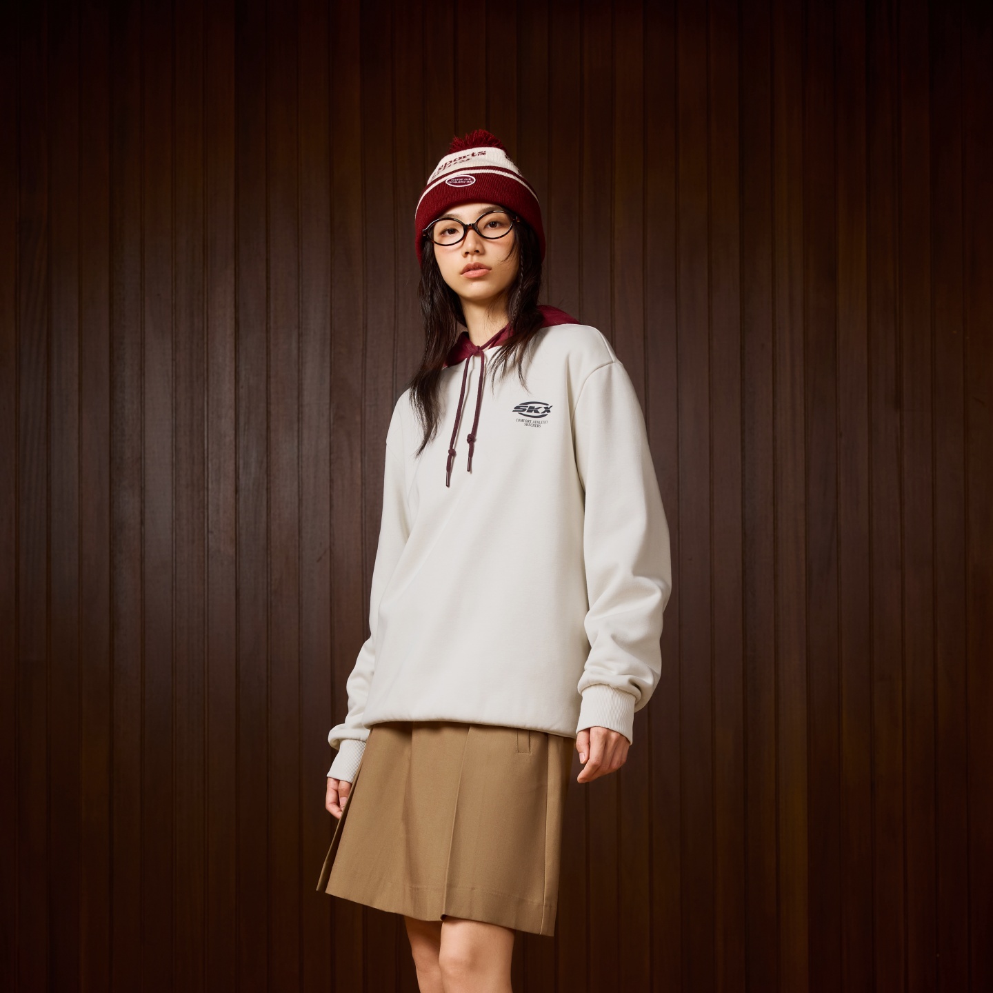 Skechers斯凯奇秋冬男女同款加绒保暖宽松针织套头卫衣P424U031