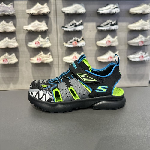 Skechers斯凯奇夏季男童轻盈耐磨透气包头魔术贴溯溪凉鞋402284L