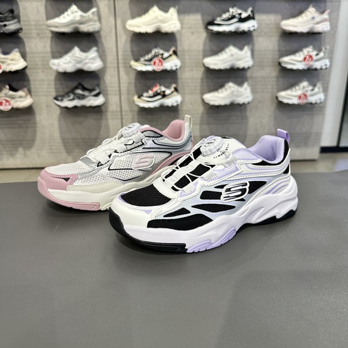 Skechers斯凯奇女童网面透气百高回弹旋钮休闲运动鞋319092L