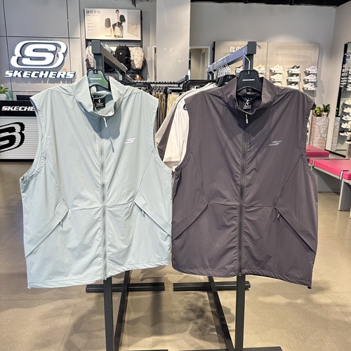 Skechers斯凯奇男士立领抗菌透湿防泼水防紫外线梭织背心P326M028