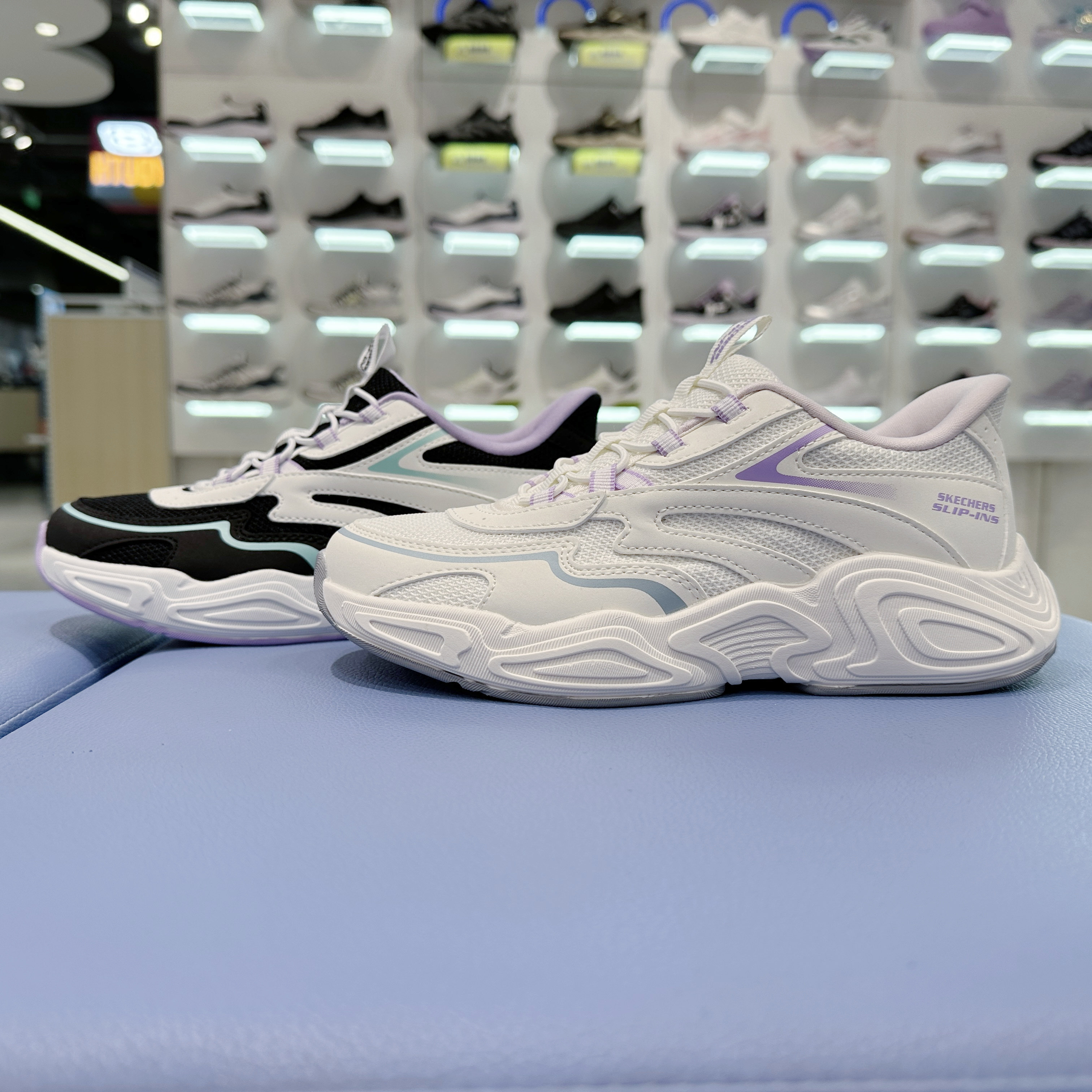 Skechers斯凯奇女童山川闪穿鞋持久回弹干爽透气老爹鞋319426L