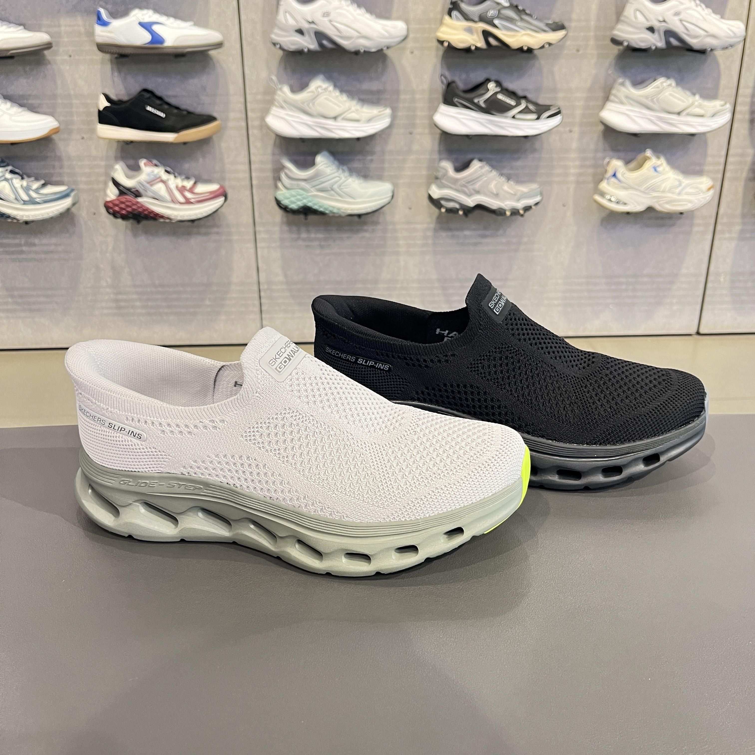 Skechers斯凯奇男款闪穿一脚蹬透气轻盈健步鞋休闲运动鞋216665