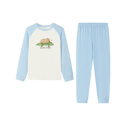 Skechers斯凯奇儿童秋季舒适柔软亲肤长袖长裤打底衫套装L425K122