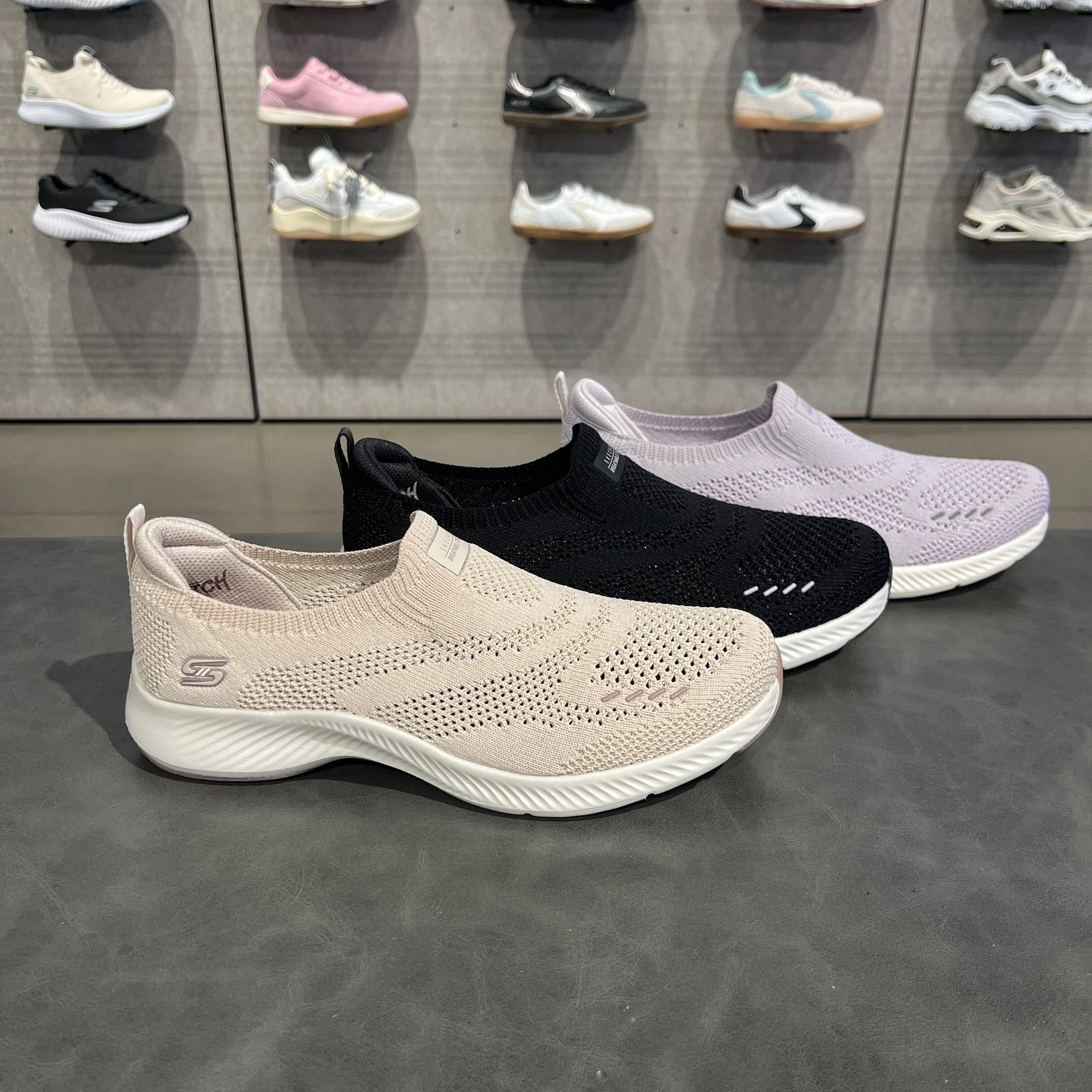 Skechers斯凯奇女款网面透气舒适轻盈一脚蹬休闲单鞋运动鞋104637