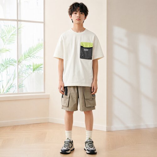 Skechers斯凯奇儿童春夏季亲肤透气柔软宽松短袖针织衫P226K023