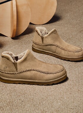 Skechers斯凯奇男士秋冬一脚蹬舒适柔软加绒保暖雪地靴205178