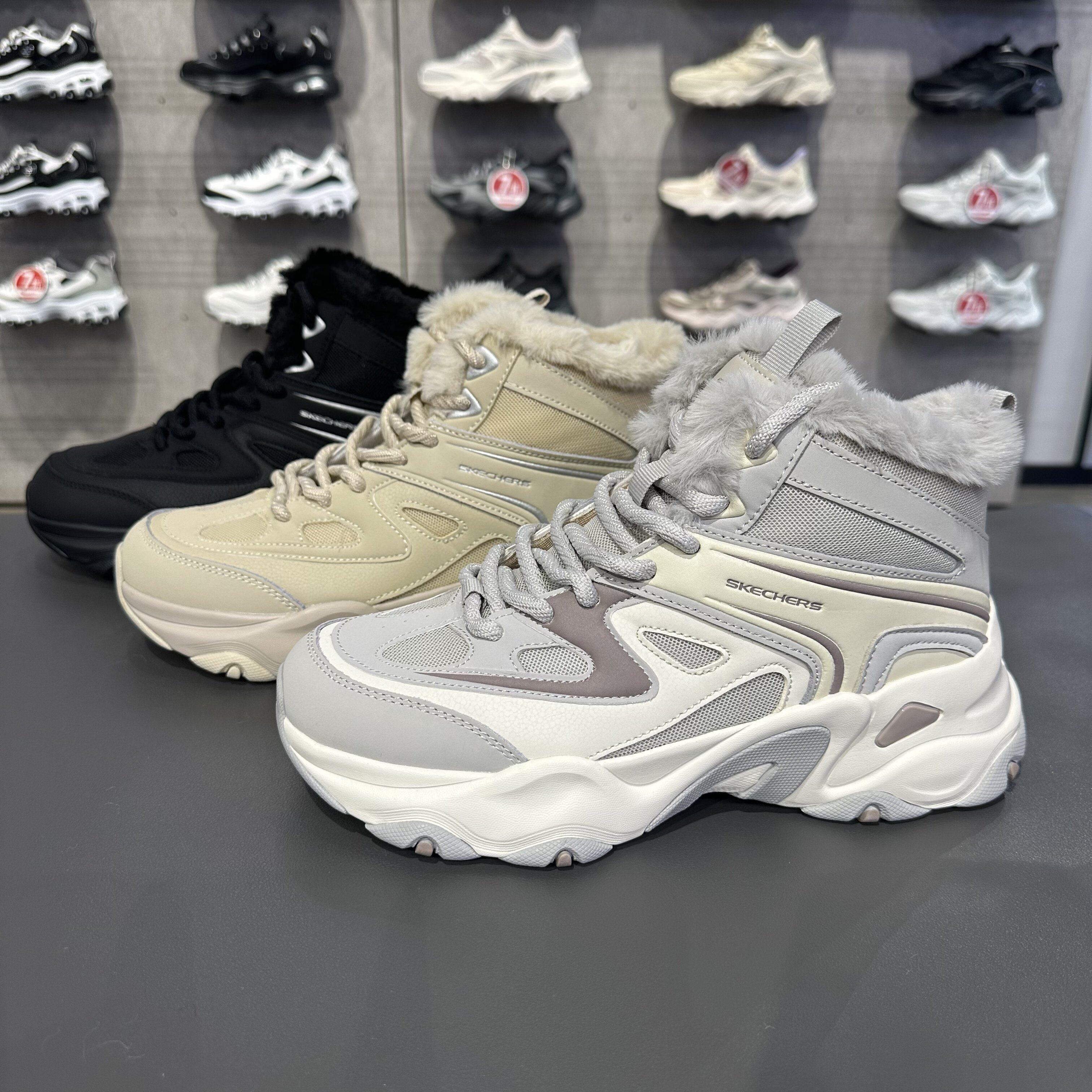 Skechers斯凯奇熊猫鞋5代女士秋冬加绒高帮老爹鞋雪地靴168070