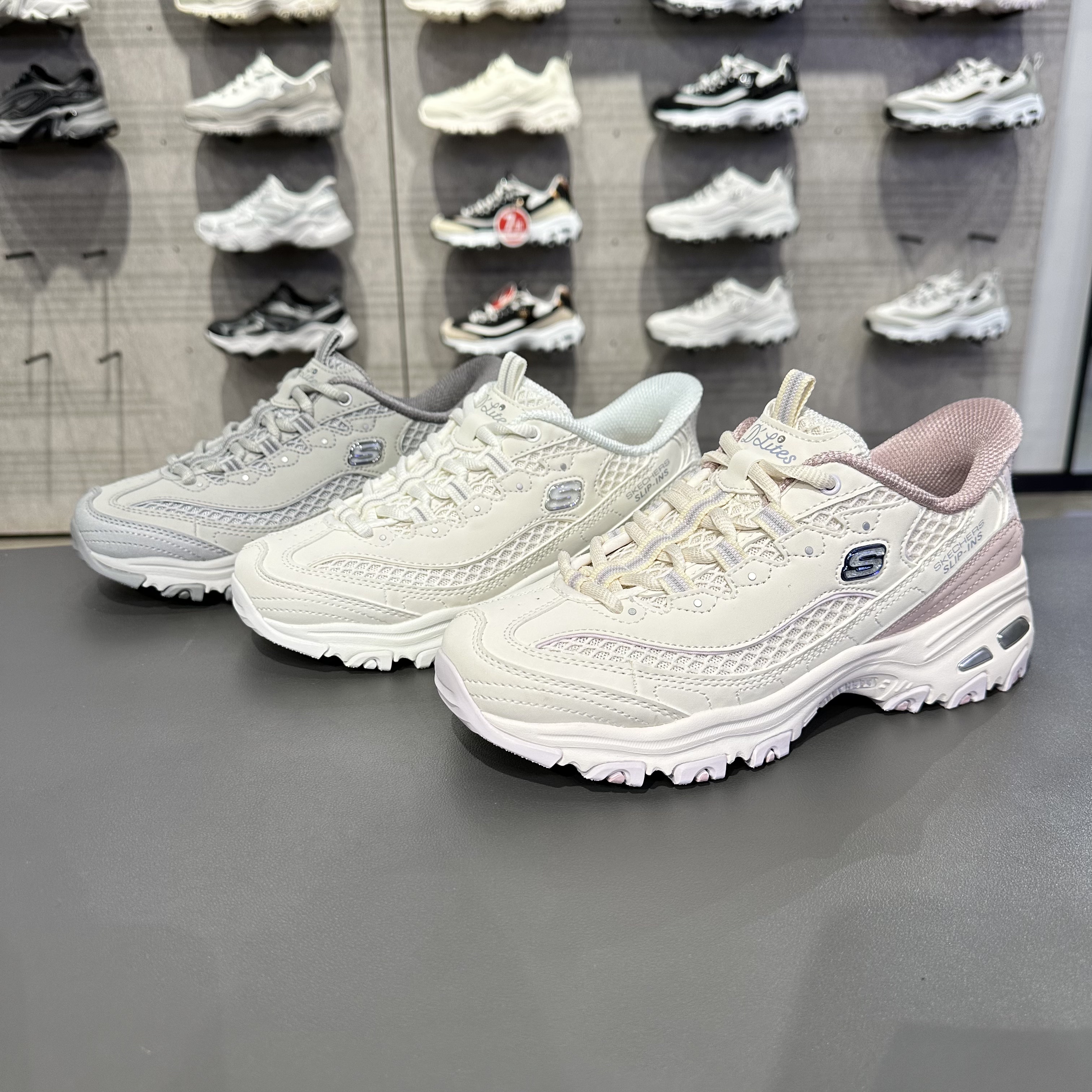 Skechers斯凯奇女子一脚蹬闪穿鞋缓震百搭厚底熊猫鞋老爹鞋150868
