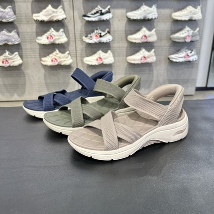 Skechers斯凯奇女士夏季简约百搭舒适低帮一脚蹬休闲凉鞋140843