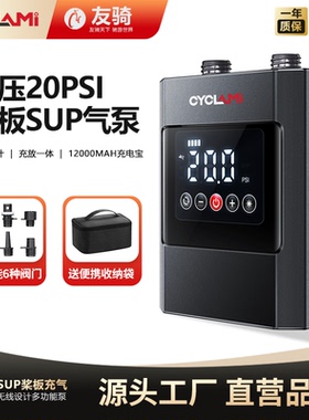 友骑SUP桨板电动打气筒无线20PSI高压充气泵12000毫安移动充电宝