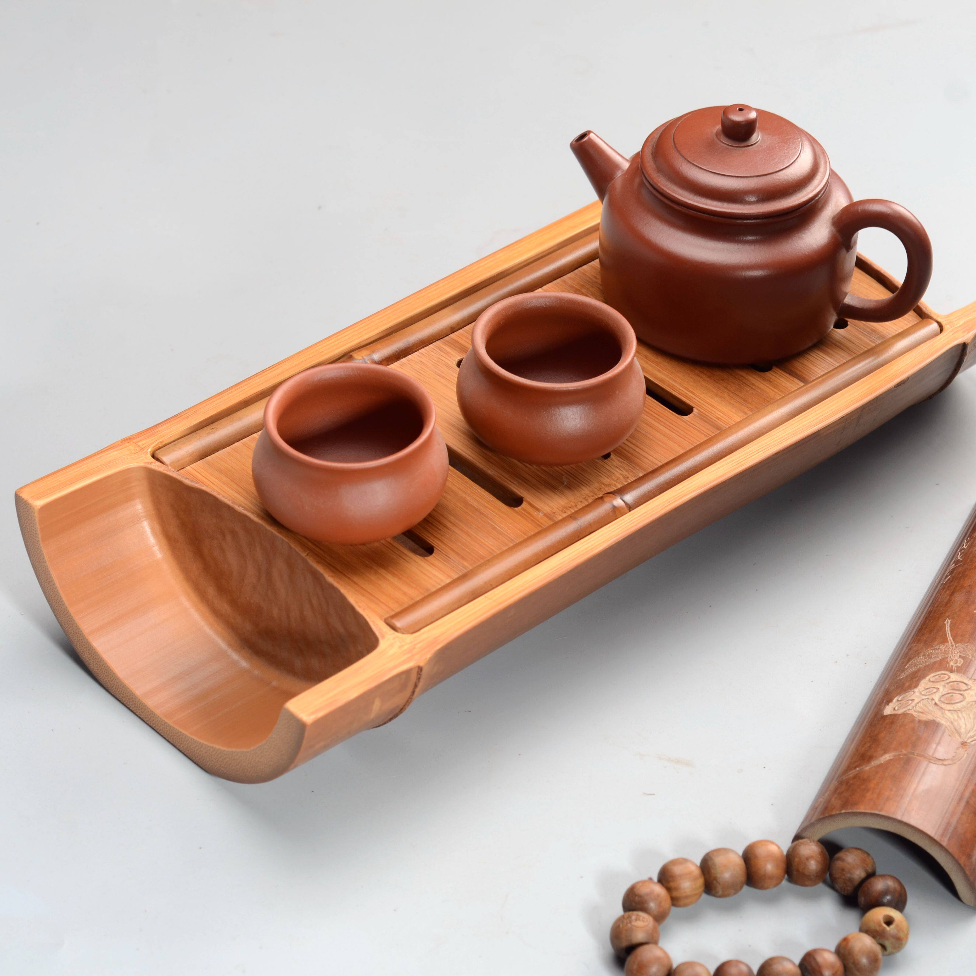 小号蓄水天然竹制 创意碳化竹茶盘 竹托盘 功夫茶具托盘
