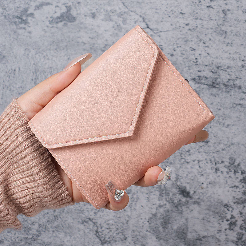 小夏商铺灬女式钱包女短款学生韩版可爱迷你薄款简约纯色钱夹卡包