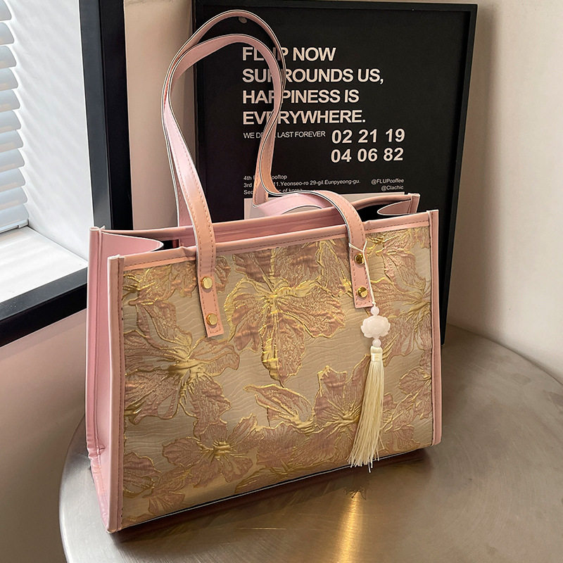 大容量单肩包女斜挎包新款2024托特休闲百搭手提包学生上课通勤