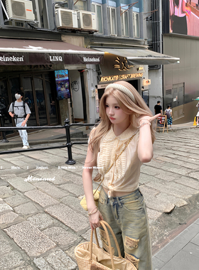 Minineed「杂志款」娃娃领蕾丝日系轻透感压褶衬衫上衣