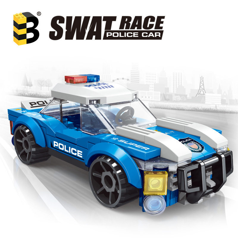 儿童积木小颗粒组装男孩警察局系列城市警察拼装警车益智玩具