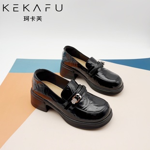 珂卡芙厚底乐福鞋女2025秋新款英伦风JK制服鞋深口单鞋法式小皮鞋