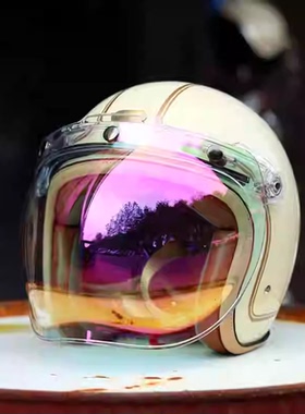 现货biltwell哈雷摩托车bell34头盔复古泡泡镜片挡风风挡通用面罩