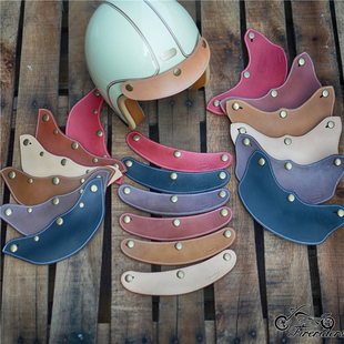 FR头盔帽檐海鸟evo复古真皮遮阳板chief防晒帽沿半盔三扣式帽舌