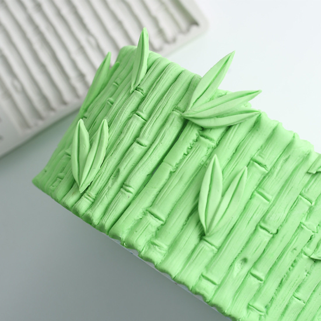 中国风竹叶竹子纹路模巧乐力模具 翻糖蛋糕硅胶模具 家庭烘焙工具