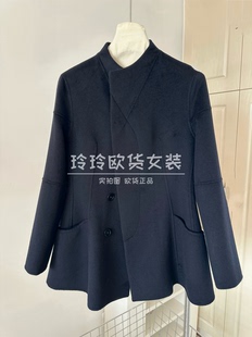 2025欧货新款高品质立领双面羊绒大衣短款外套