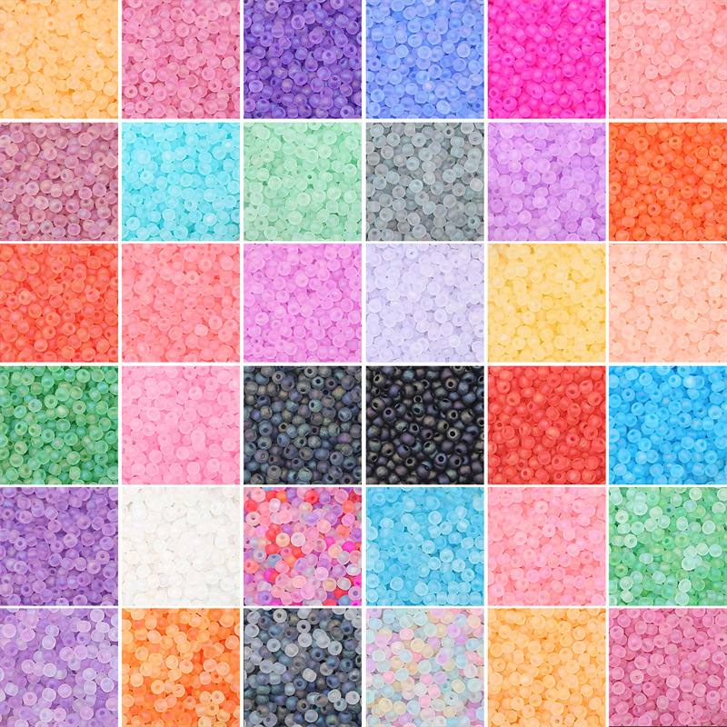 国产超优质玻璃米珠磨砂微彩珠子手工diy手串珠项链饰品配件材料