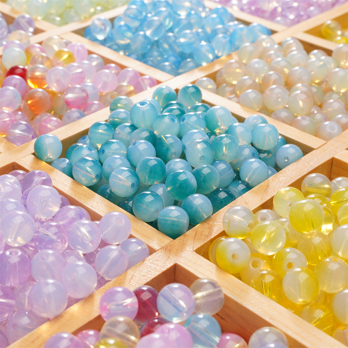 梦幻炫彩混色圆珠玻璃散珠子手工diy手串项链串珠饰品配件批发